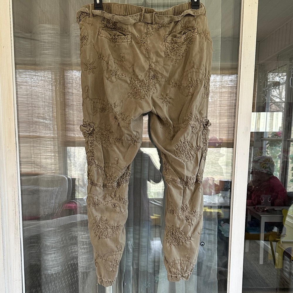 Soft surroundings Green-Taupe Embroidered Cargo Pants - Picture 7 of 12